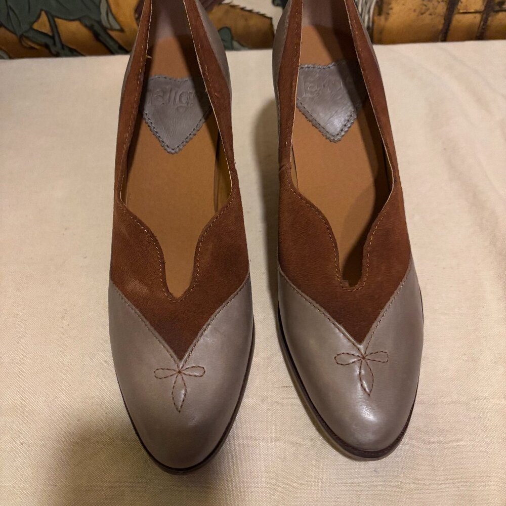 Latigo leather and suede pumps 7M NWOT